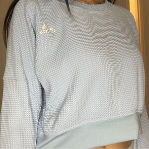 Adidas running light blue cropped long sleeve